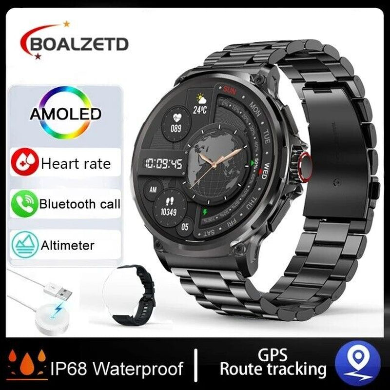 1.85" Ultra HD Smartwatch GPS Bluetooth Call Health Monitoring Watch Gym Gift